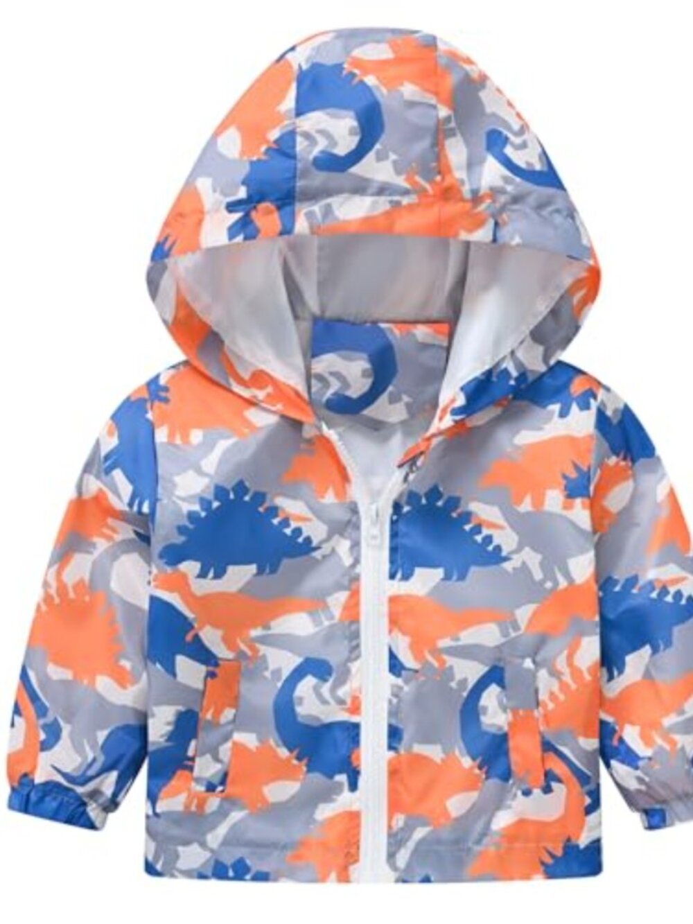 Toddler Kids Cartoon Print Hooded Windbreaker Jacket with Zipper